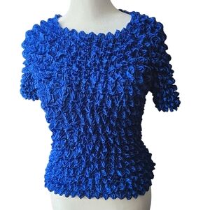 Vintage F•C Y2K 90’s Blue Popcorn/Bubble Shirt